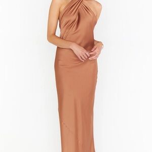 Show Me Your MuMu Jasmine Halter Maxi Dress Copper Luxe Satin size Medium
